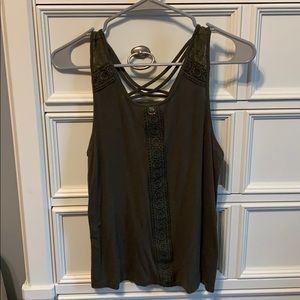 Olive green floral tank top